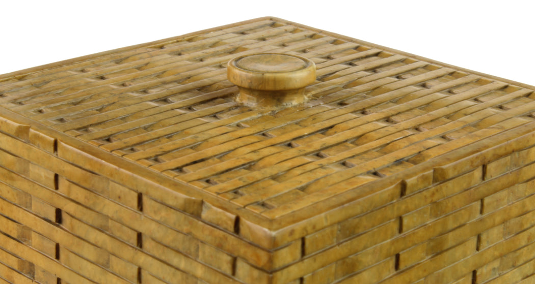 Wicker Weave Soapstone Trinket Decor Hinge/Lid Box - Niger Bend