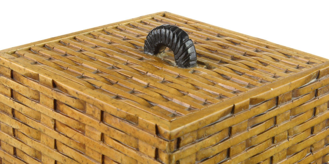 Wicker Weave - Soapstone Trinket Decor Lidded Box - Niger Bend