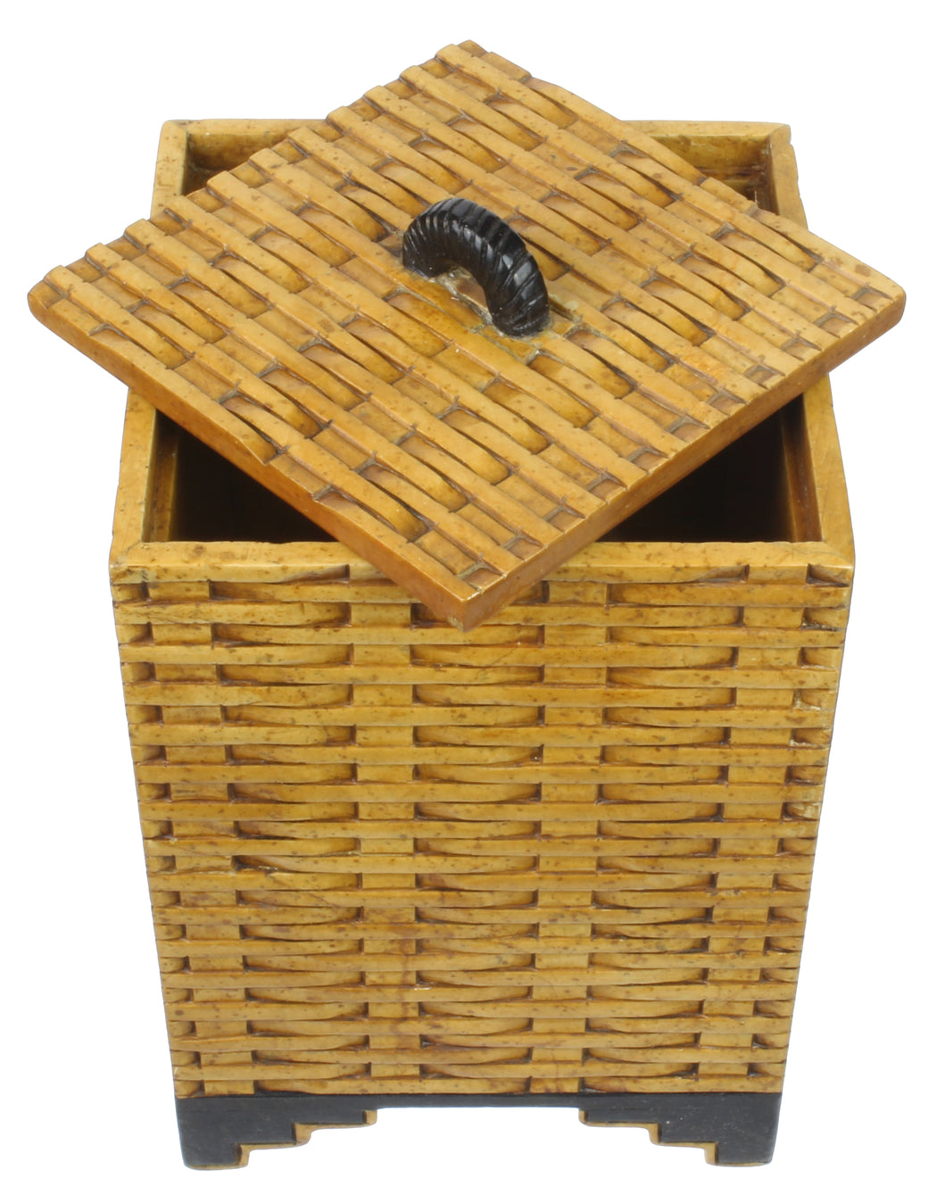 Wicker Weave - Soapstone Trinket Decor Lidded Box - Niger Bend