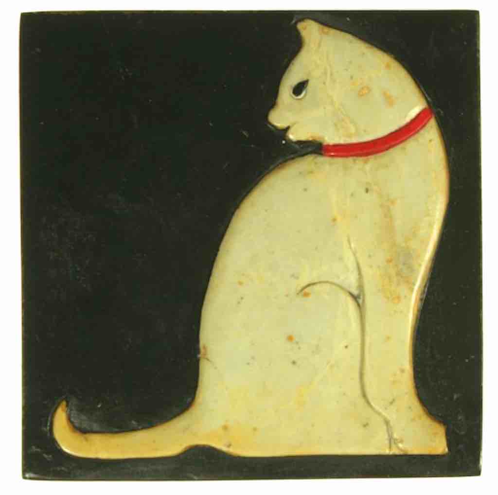 Cat Silhouette Design - Small Square Soapstone Trinket Decor Box