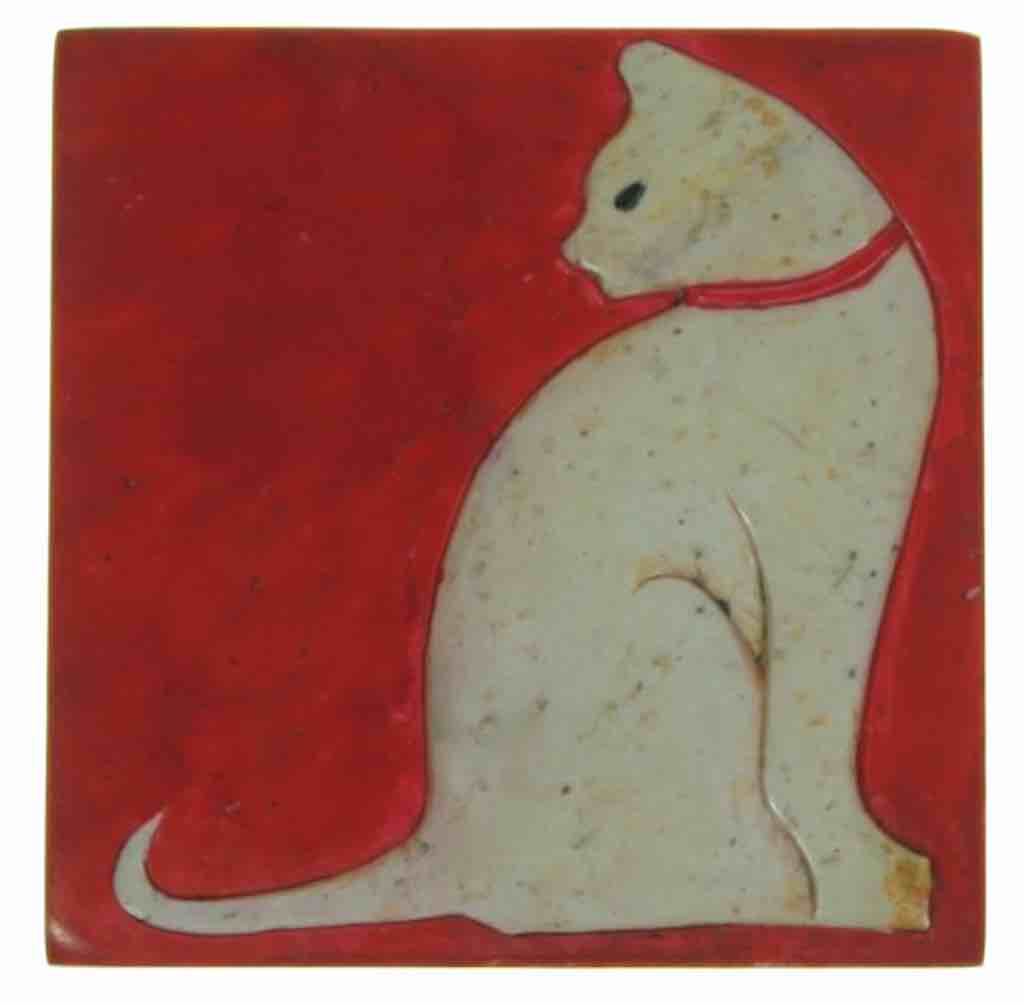 Cat Silhouette Design - Small Square Soapstone Trinket Decor Box