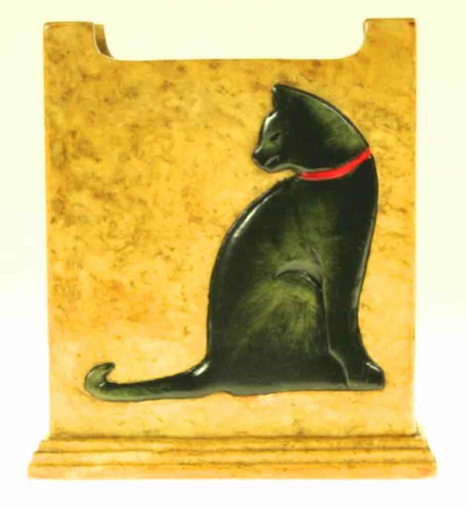 Cat Silhouette Design - Business Card Soapstone Decor Box Vase