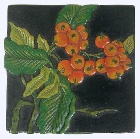 Coffee Berry Design - Black Square Soapstone Trinket Decor Box