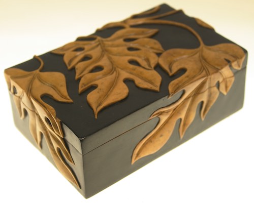 Monstera Leaf Design - Rectangular Soapstone Trinket Decor Box