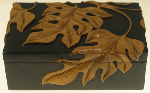 Monstera Leaf Design - Rectangular Soapstone Trinket Decor Box