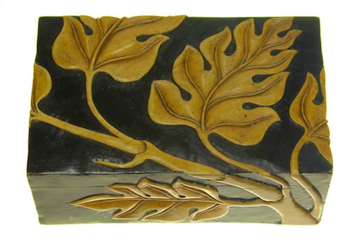 Monstera Leaf Design - Rectangular Soapstone Trinket Decor Box
