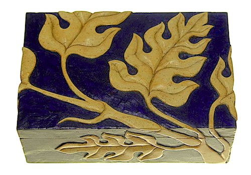 Monstera Leaf Design - Rectangular Soapstone Trinket Decor Box
