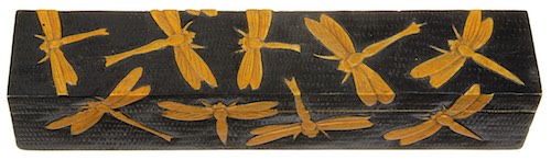 Dragonflies Design - Long Soapstone Trinket Decor Pencil Box