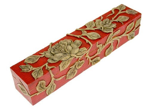 Roses Design - Long Soapstone Trinket Decor Pencil Box