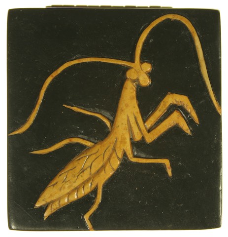 Praying Mantis Design - Small Square Soapstone Trinket Decor Box