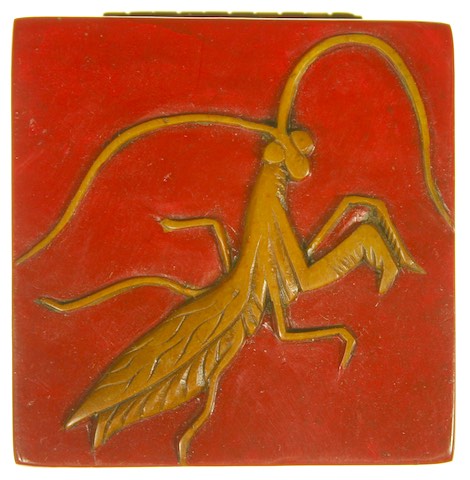 Praying Mantis Design - Small Square Soapstone Trinket Decor Box