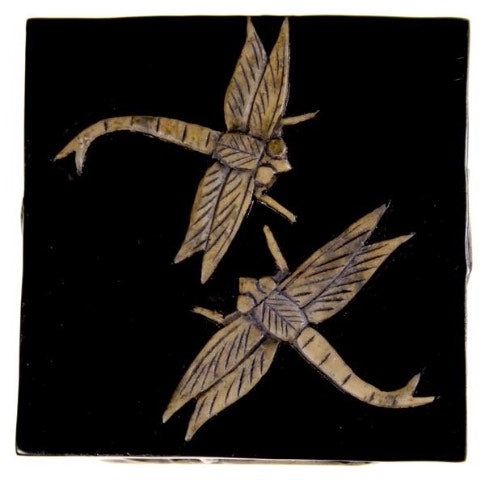 Small Square Dragonflies Design Soapstone Trinket Decor Box