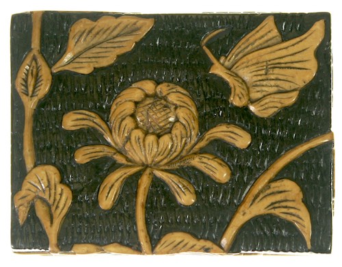 Chrysanthemum & Butterfly Small Rectangle Soapstone Trinket Decor Box