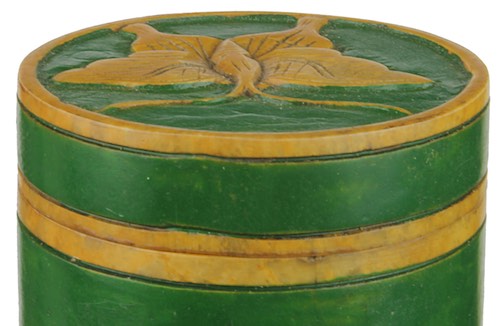 Butterfly top - Small Cylinder Soapstone Trinket Decor Box