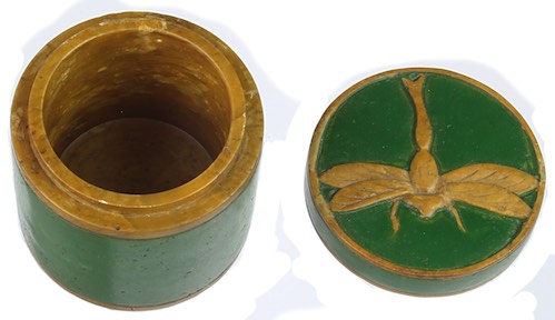Dragonfly top - Small Cylinder Soapstone Trinket Decor Box