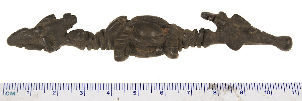 Dogon brass couple – unusual brass casting around stone - Mali