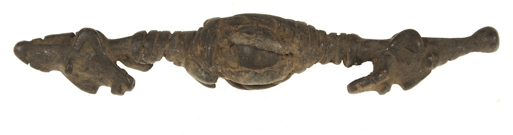 Dogon brass couple – unusual brass casting around stone - Mali