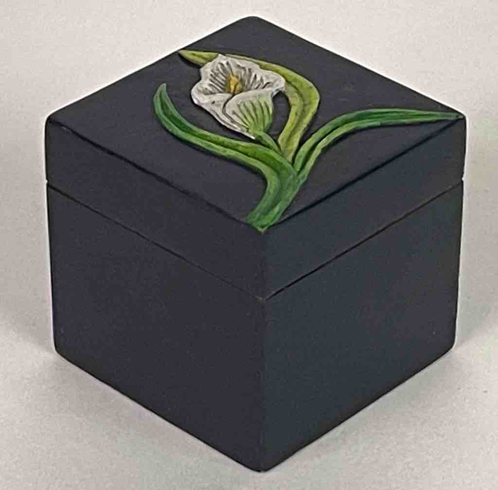 Orchid Design - Small Soapstone Trinket Decor Box - 6 Versions