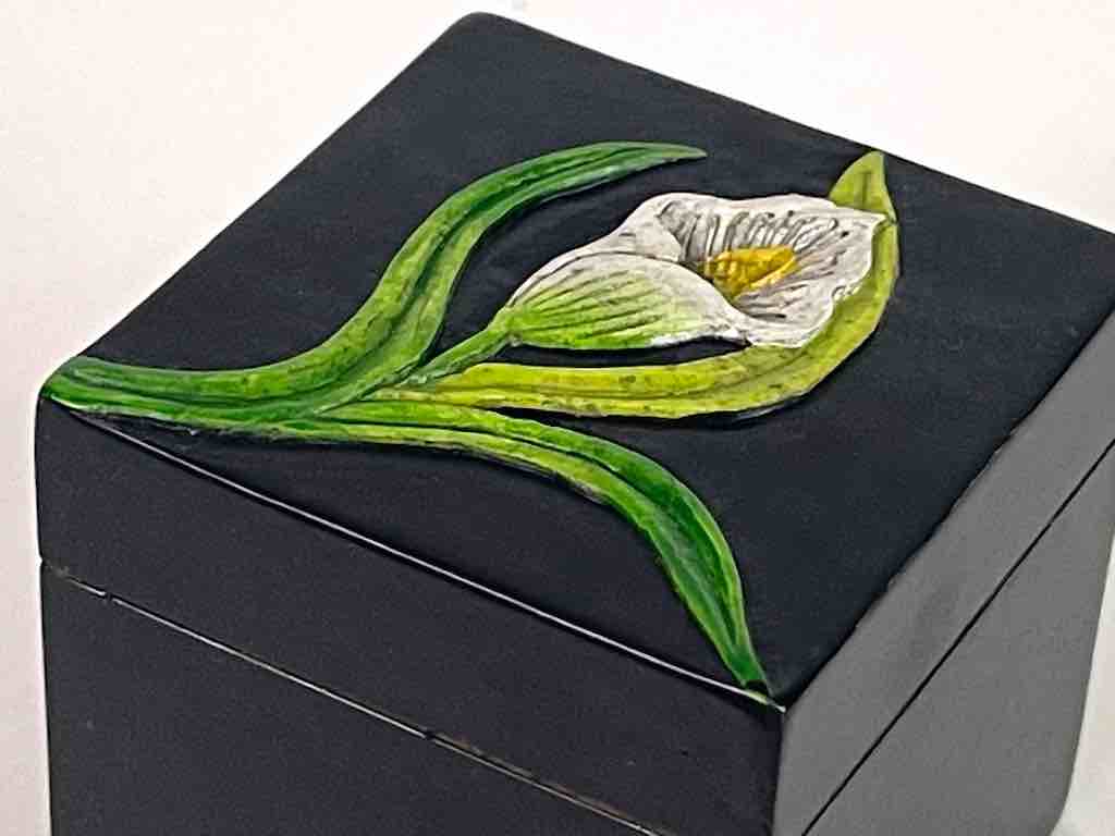 Orchid Design - Small Soapstone Trinket Decor Box - 6 Versions