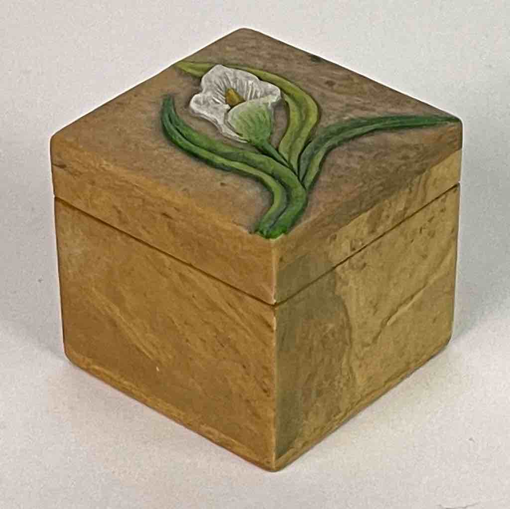 Orchid Design - Small Soapstone Trinket Decor Box - 6 Versions