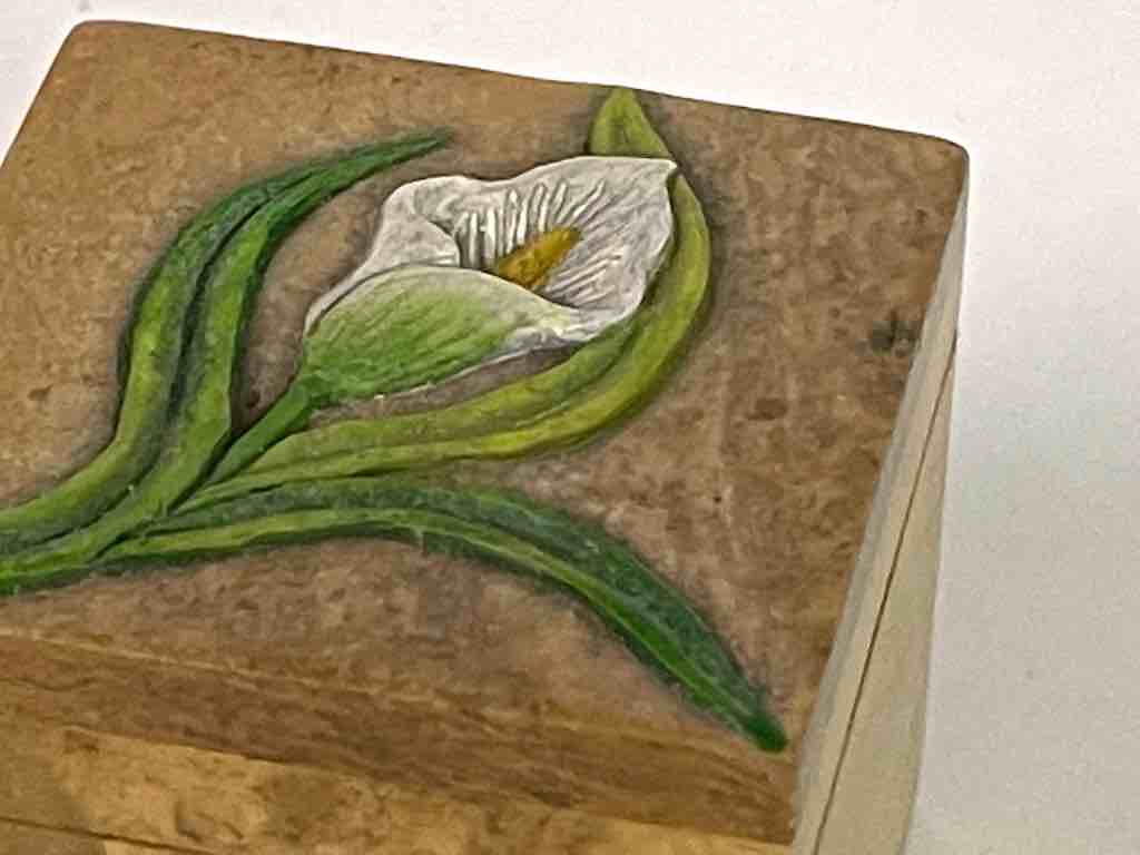 Orchid Design - Small Soapstone Trinket Decor Box - 6 Versions