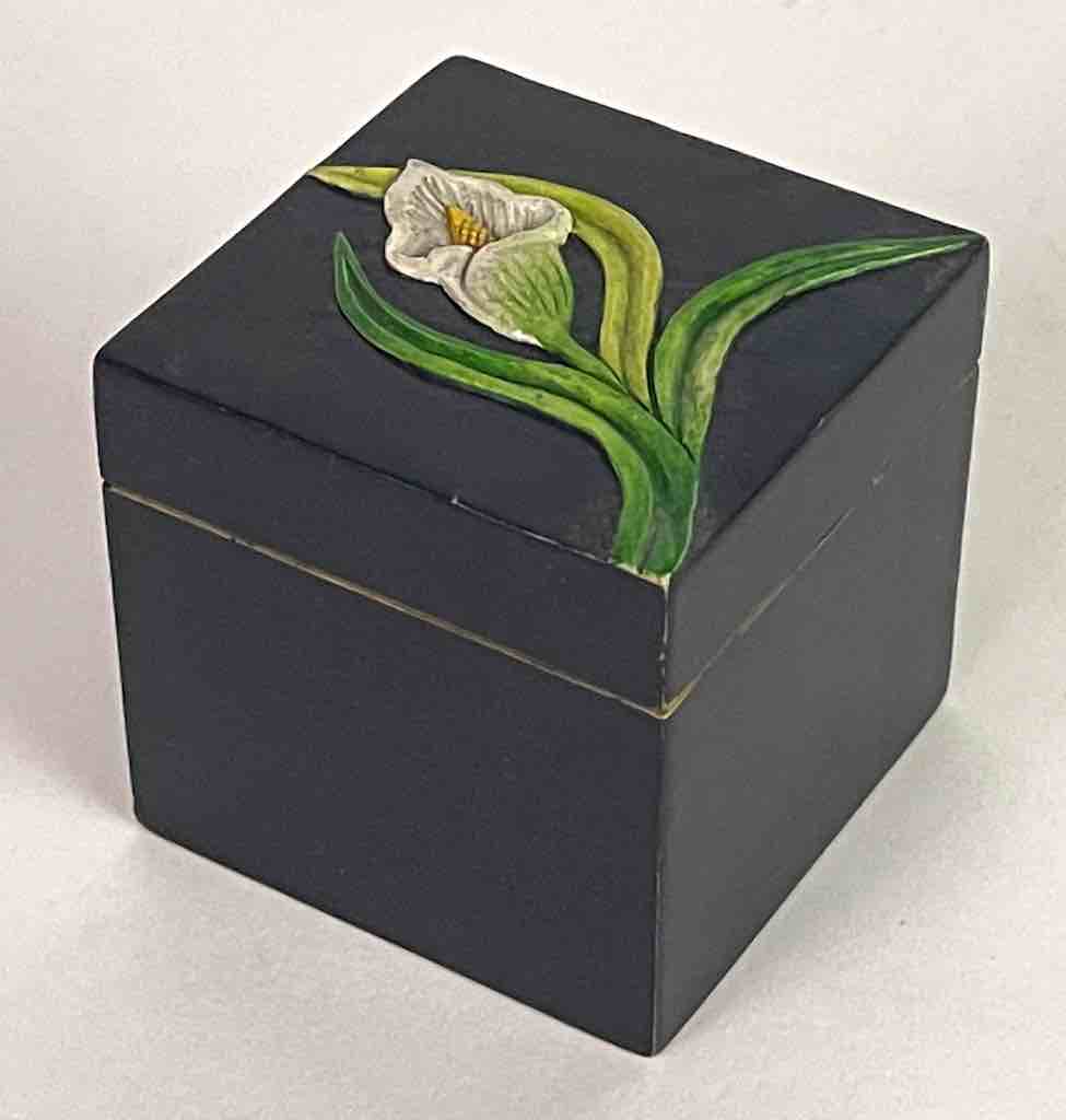 Orchid Design - Small Soapstone Trinket Decor Box - 6 Versions