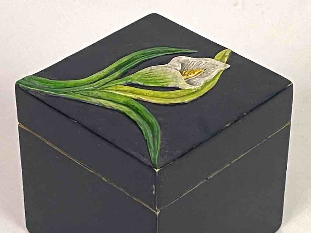Orchid Design - Small Soapstone Trinket Decor Box - 6 Versions