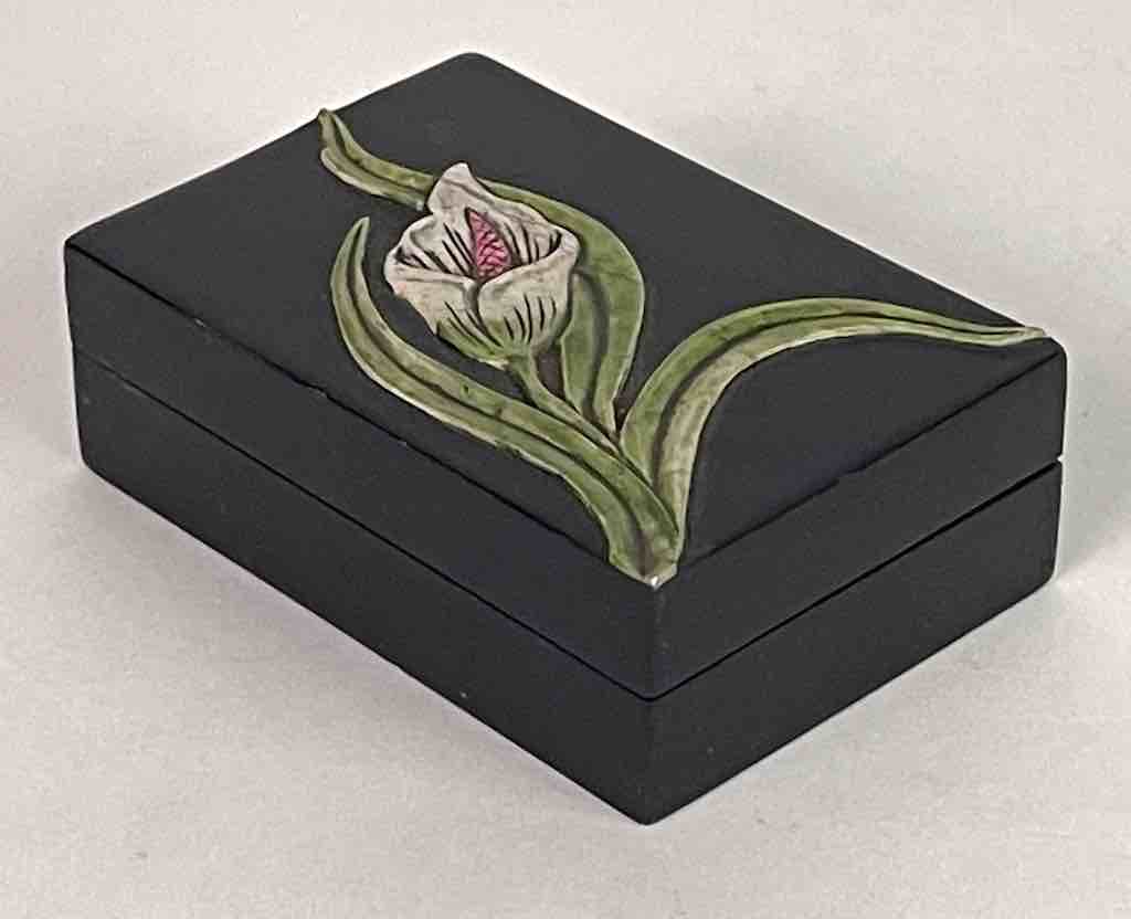 Orchid Design - Small Soapstone Trinket Decor Box - 6 Versions