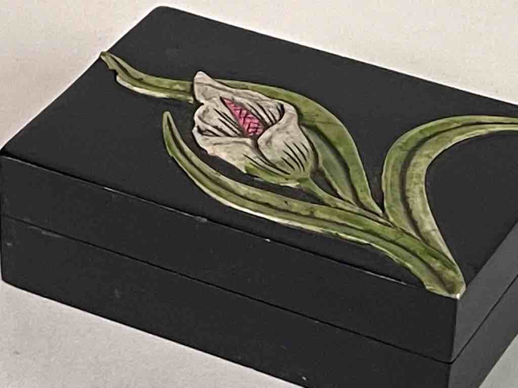 Orchid Design - Small Soapstone Trinket Decor Box - 6 Versions