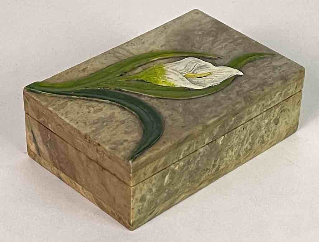 Orchid Design - Small Soapstone Trinket Decor Box - 6 Versions