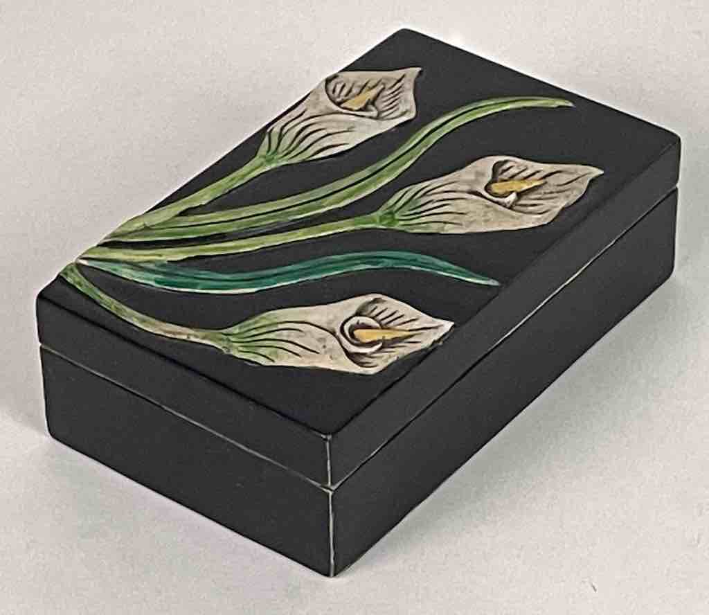 Orchid Design - Small Soapstone Trinket Decor Box - 6 Versions