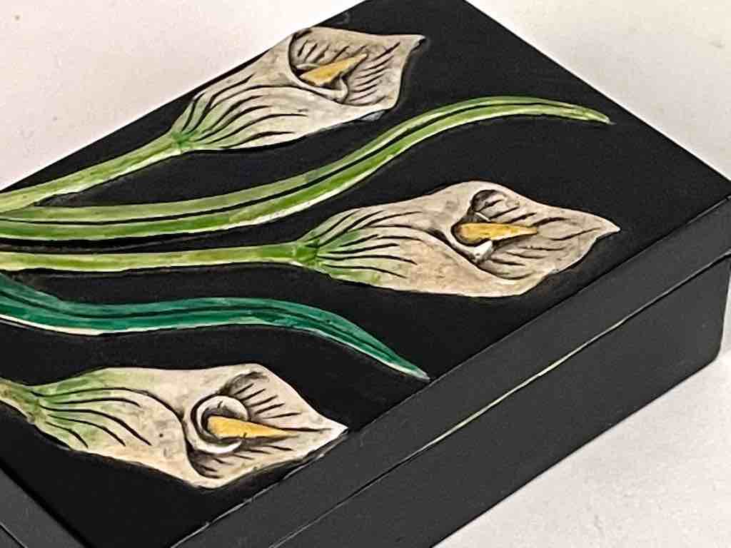 Orchid Design - Small Soapstone Trinket Decor Box - 6 Versions