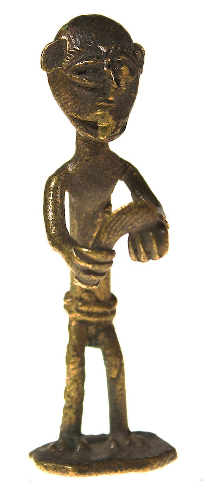 Brass standing man with machete gold weight - Ghana