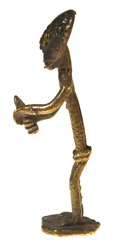 Brass standing man with machete gold weight - Ghana