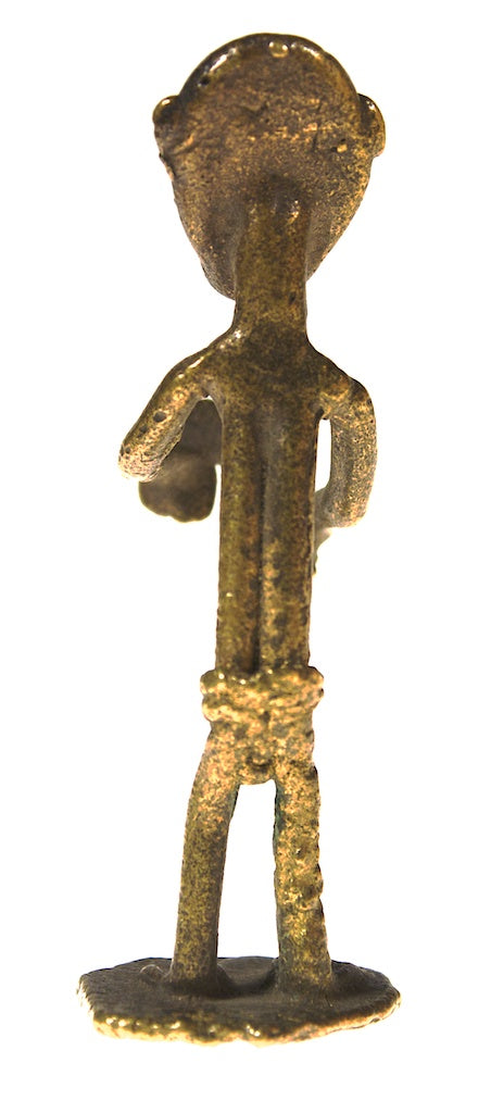 Brass standing man with machete gold weight - Ghana
