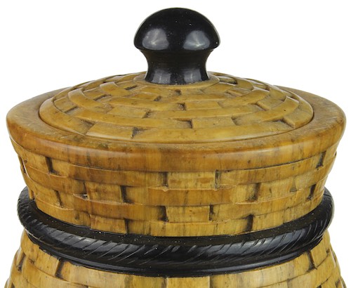 4-Leg Wicker Weave - Soapstone Trinket Decor Jar With Lid