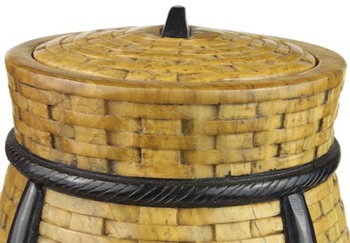 4-Leg Wicker Weave - Soapstone Trinket Decor Jar With Lid