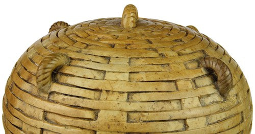 Wicker Weave - Sphere with Handles Soapstone Trinket Decor Jar With Lid
