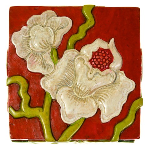 Orchid Design Small Square Soapstone Trinket Decor Box