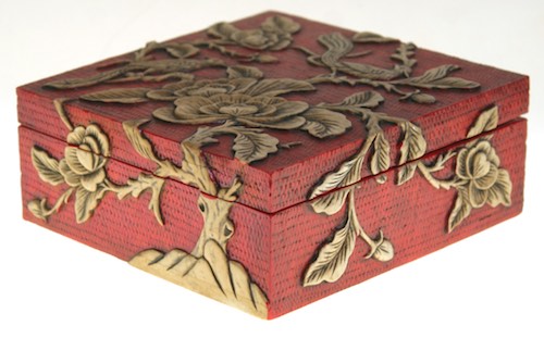 Birds in Tree Square Soapstone Trinket Decor Box
