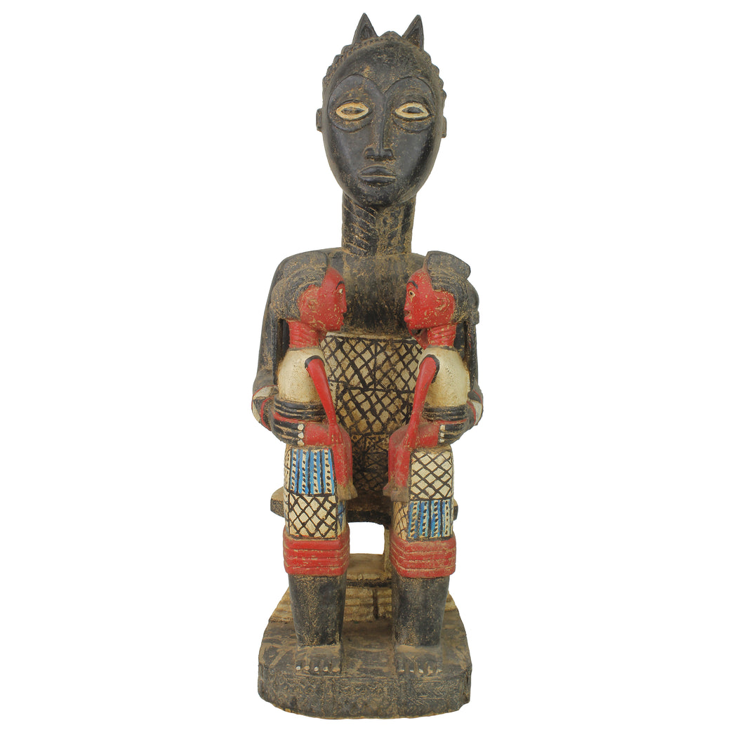 Very Large Baule Mother Breastfeeding Spiritual Statue | 29" - Niger Bend
