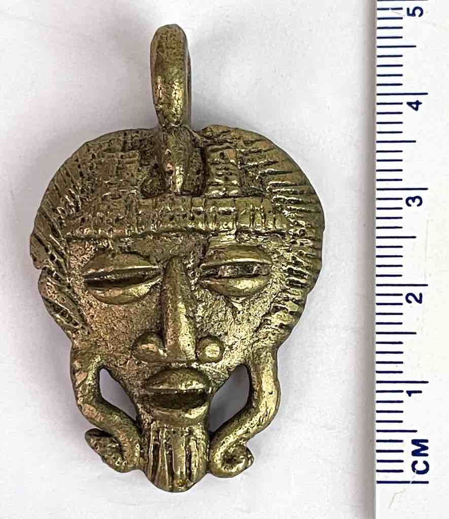 Small African Brass Mask Pendant - Burkina Faso