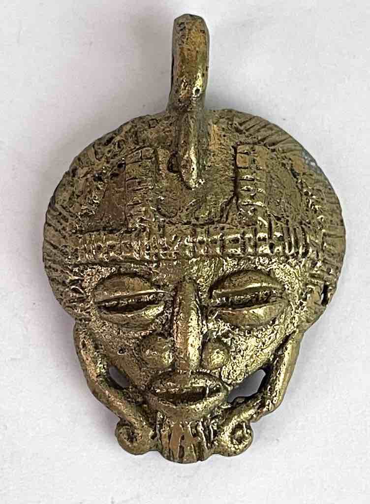 Small African Brass Mask Pendant - Burkina Faso