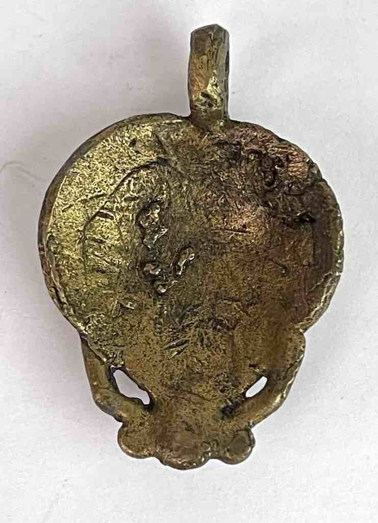 Small African Brass Mask Pendant - Burkina Faso