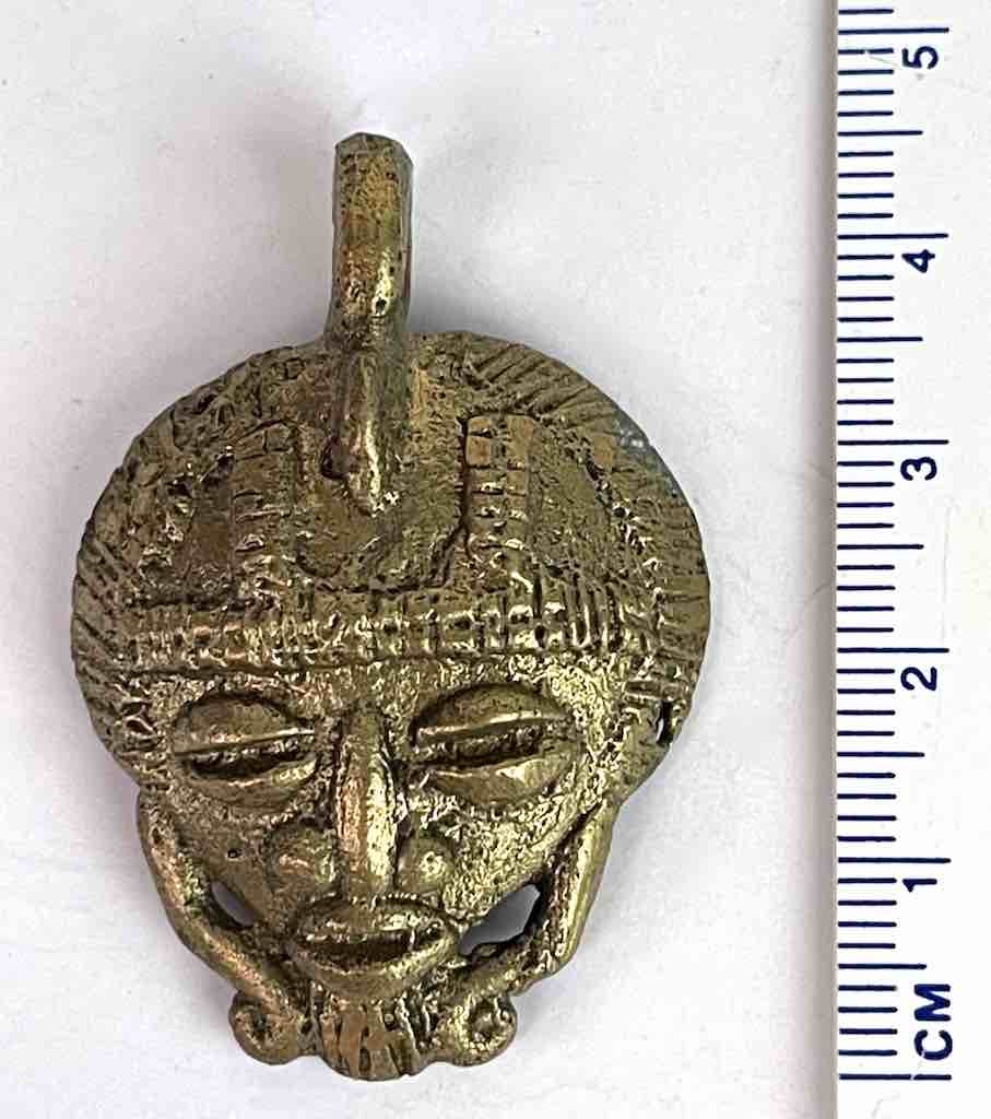 Small African Brass Mask Pendant - Burkina Faso