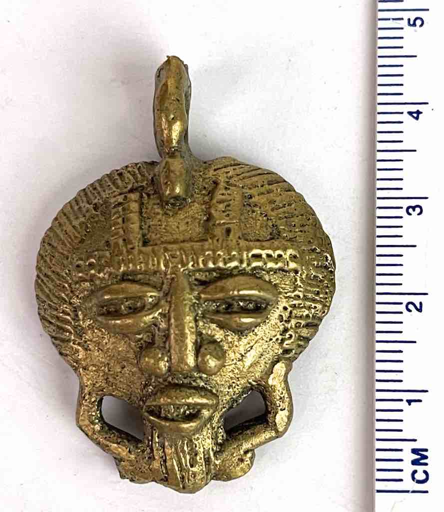 Small African Brass Mask Pendant - Burkina Faso
