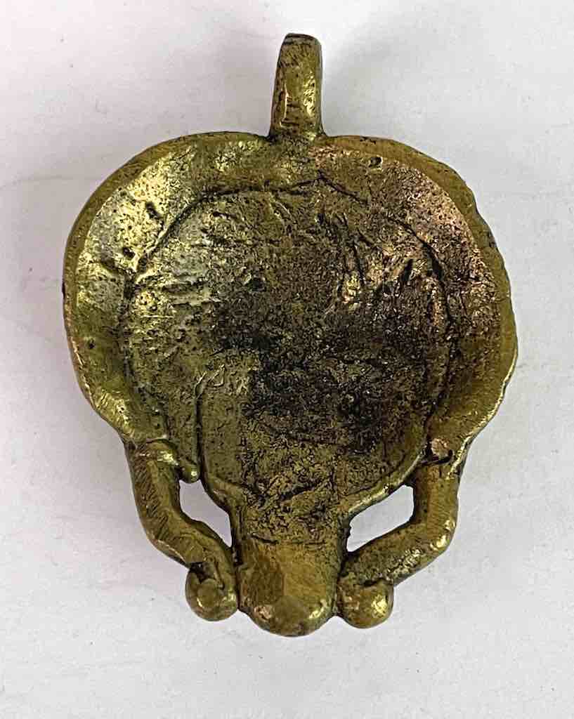 Small African Brass Mask Pendant - Burkina Faso