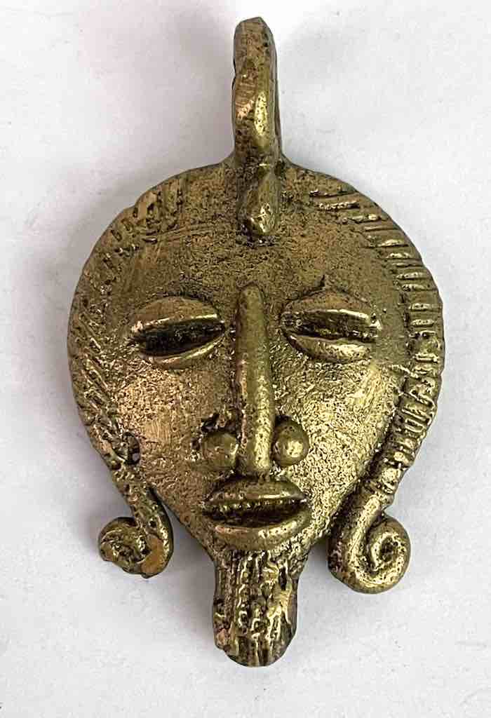 Small African Brass Mask Pendant - Burkina Faso