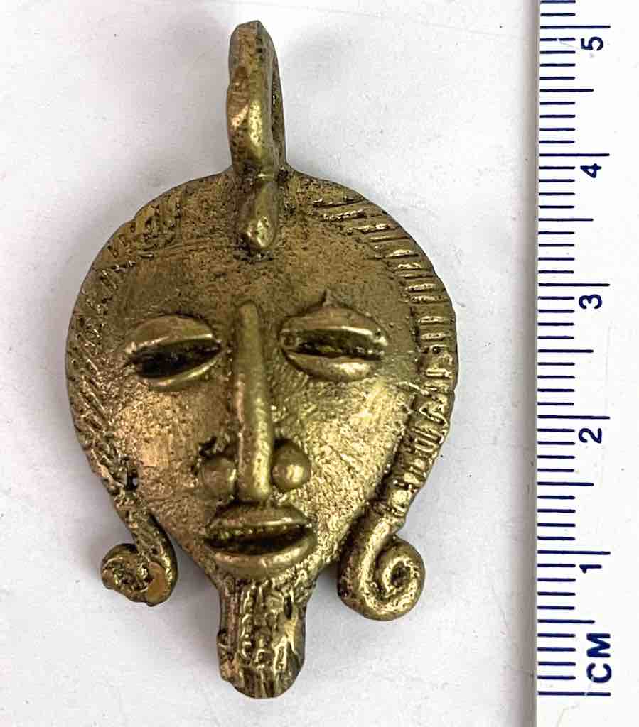 Small African Brass Mask Pendant - Burkina Faso