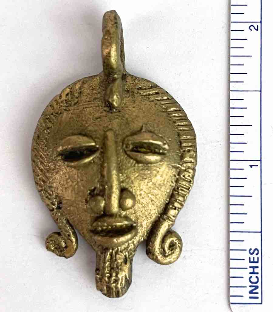 Small African Brass Mask Pendant - Burkina Faso